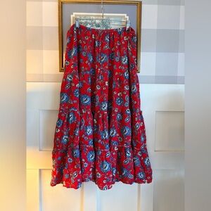 White Stag Red and Blue Floral Maxi Skirt Size Large